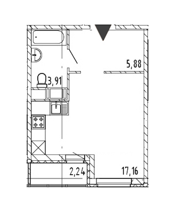 Квартира студия 26.95 м², 15/17 эт., ЖК «Новые горизонты 2»